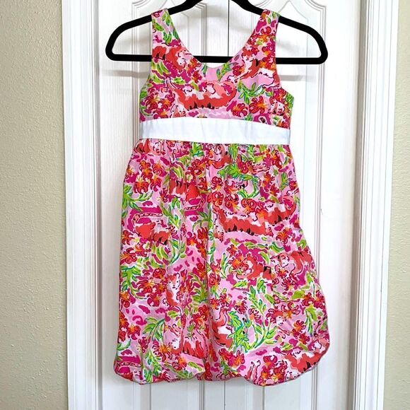 Lilly Pulitzer Girls Bubble Hem Pink Cat Dress - Picture 1 of 5